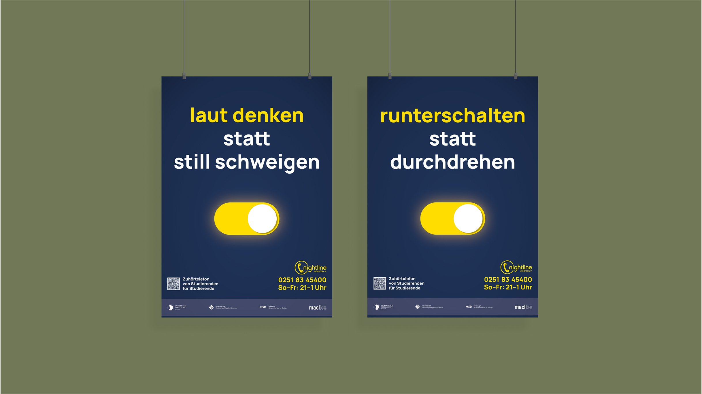 Two posters of the nightline Münster e.V. campaign.