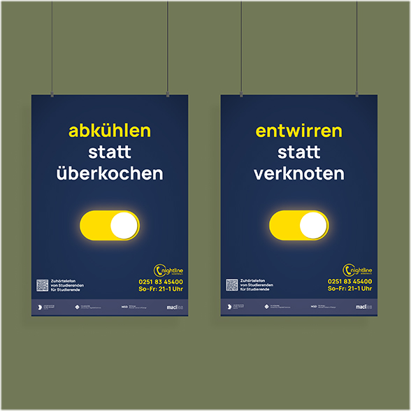 Two other posters of the nightline Münster e.V. campaign.